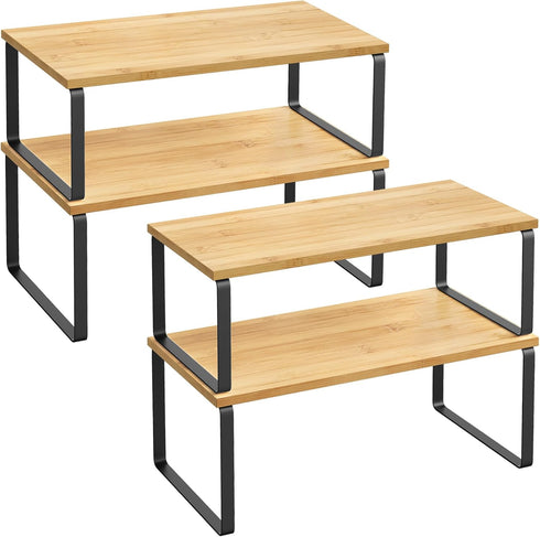 SONGMICS Cabinet Organizer Shelf, Set of 4 Kitchen Counter Shelves, Kitchen Storage,