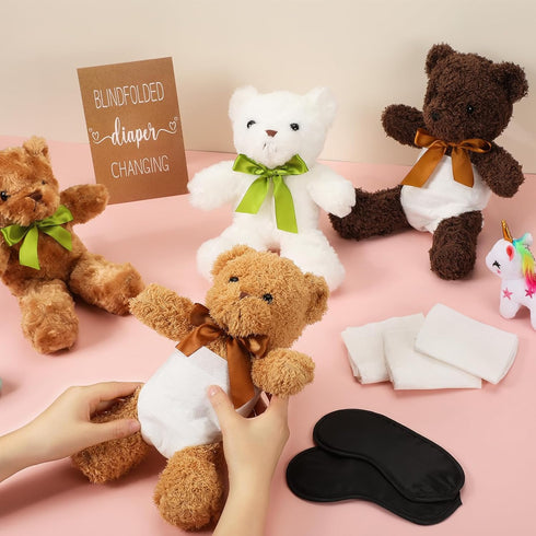 6 Set 12 Inch Chicingyou Bear Blindfolded Diaper Changing Baby Shower Games with Blindfold Changing Bear Dolls Diapers