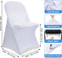 6 PCS White Spandex Folding Chair Covers, Upgraded Universal Fitted Chair Slipcovers Protector for Wedding, Banquet