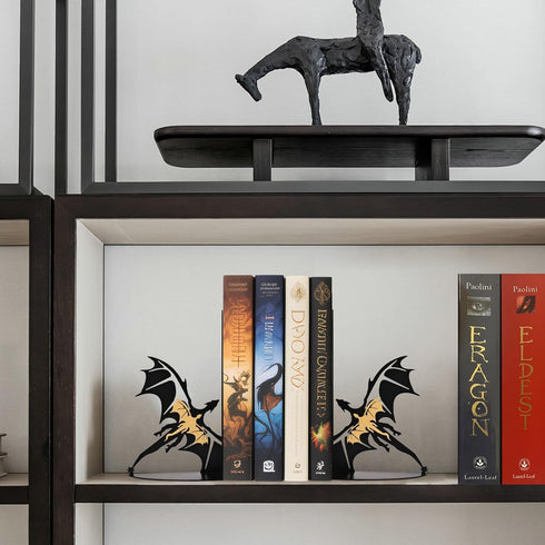 Nichake Metal Dragon Bookends Stoppers Holder Stand for Desk Shelf Cool Dragon Bookends Decorative, Fantasy Dragon