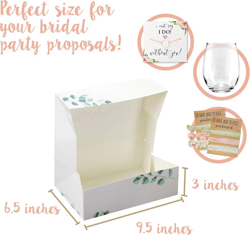Pop Fizz Designs Bridesmaid Proposal Box Set, 6 Pack with 1 Maid of Honor and 5 Bridesmaid Boxes, Greenery