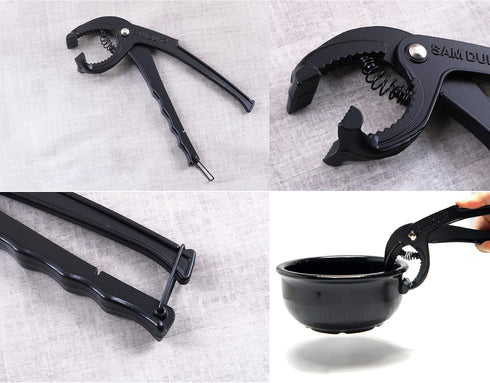 LENITH Black Aluminum Hot Pot Tongs Holder for Dolsot, Bibimbap Bowl, Ddukbaegi, Sizzling Hot Pot