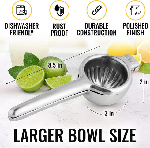 Zulay Kitchen Lemon Squeezer Stainless Steel - Heavy Duty Manual Citrus Press and Lime Squeezer