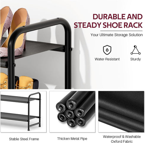 2-Tier Closet, 18-Pairs SLEEPING LAMB Long Shoe Organizer for Stackable Wide Shoe Rack Holds Low Shoe Shelf Storage
