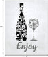 Black Grey White Mosaic Vintage Kitchen Wall Art, Eat Drink Love Wine Coffee Hearts Prints for Rustic Home