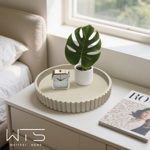 WEITESI HOME 11 Large Resin Decorative Tray for Coffee Table, Round Tray Decor for Living Room Coffee Table