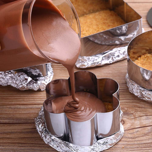 HULISEN Set of 5 Stainless Steel Cake Ring Molds, 3” Dessert Food Molds with Pushers for Cooking