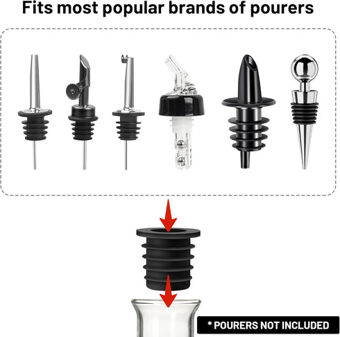 Liquor Pourer Adapters for Large Liquor and Olive Oil Bottles, Converts Regular Size Spout to Large Pouring Spout, 6