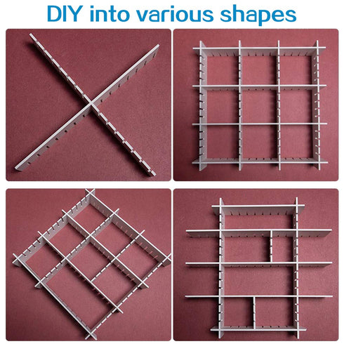 ShineMe Drawer Dividers, 8pcs Adjustable Plastic Grid Organizers for Household Storage, Makeup, Socks, Underwear,