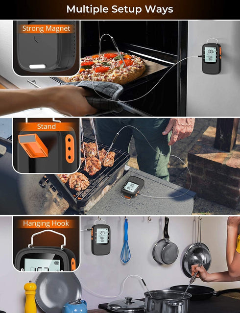 Govee Bluetooth Meat Thermometer, Wireless Digital Grill Thermometer for Smoker Oven, 2 Probes, Timer Mode, Smart LCD