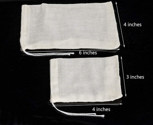20 Pcs Muslin Drawstring Bags - Natural Unbleached Cotton for Straining Herbs, Coffee, Soup, Spice Bags - 6 x 4 Inches