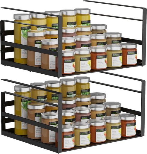 2 Pack PEKGRIL Under Shelf Basket, Black Undershelf Storage Basket, Heavy Duty Slide-in Hanging Storage Basket, Metal