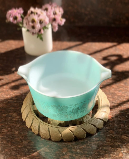 Handmade Wooden Trivet for Hot Dishes, Plates & Pots Holder, Rustic Decorative Carvings, 8 Inches for Kitchen & Dining