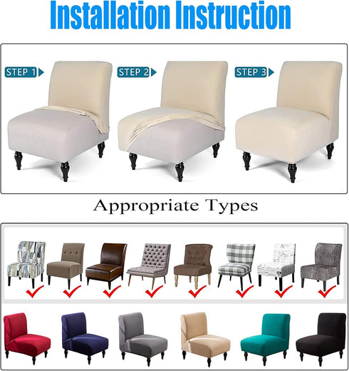 Armless Accent Slipper Chair Covers, Stretch Living Room Slipper Chair Slipcover Spandex Jacquard Fabric Removable