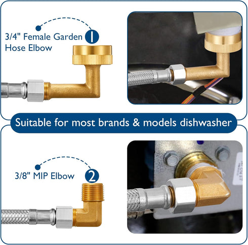 Dishwasher Installation Kit, 10 FT Stainless Steel Braided Dishwasher Hose Kit with Food Grade PEX