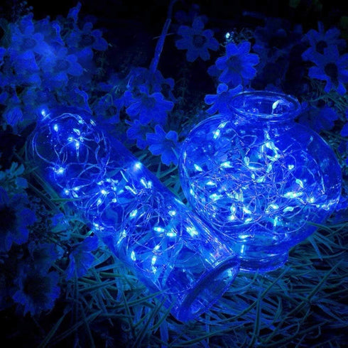 Twinkle Star 2 Pack Christmas Blue Fairy Lights, Battery Operated, 66 ft 200 LED String Lights with Remote Control