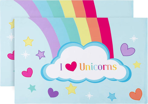 Everyday Kids 2-Pack Standard Size Pillowcases 20 x 26” - 100% Soft Microfiber, Unicorn Design