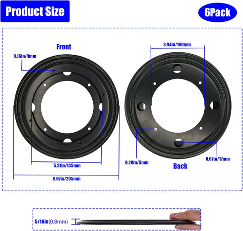 6 Packs 8'' 5/16''Thick Lazy Susan Hardware, Heavy Duty Turntable Bearing Swivel Pate for Rotating Table, Book Case