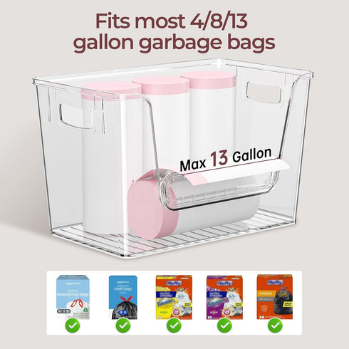 2 Set 4-13 (11-7/32"L*7" W*7-1/8"H) Delamu Pantry Organizers and Storage, Trash Bag Holder Under Sink Organizer for Gal