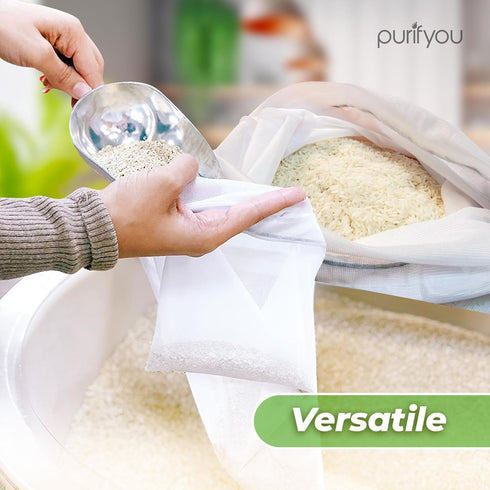 Set 9 purifyou of Reusable Produce Bags Heavy Duty Washable Mesh Grocery Bags with Drawstring, Ideal for Farmers