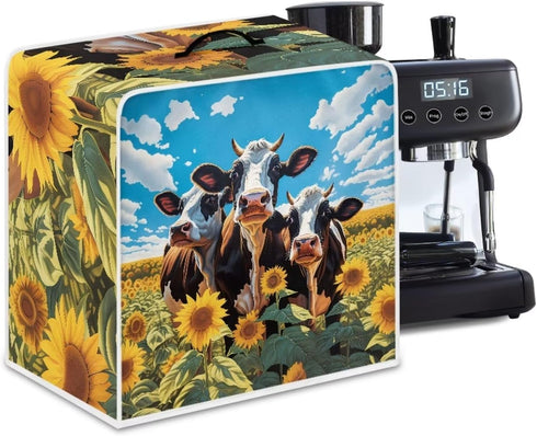 Cow Sunflower Coffee Machine Covers, Anti Dust Covers for Blender Mixer Juice Machine, Keep Kitchen Office Clean