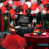 JOYMEMO Red Black and Silver Party Decorations, Women's Birthday Supplies with Balloon Garland and Backdrop