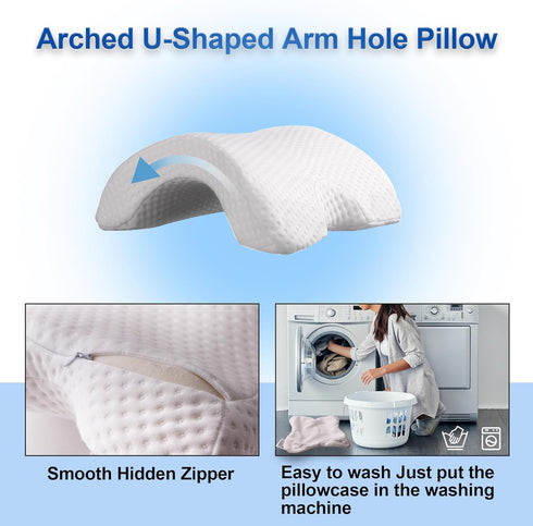 Sleeping Cuddle Pillow for Couple, Memory Foam Arched U-Shaped Arm Hole Pillow, Providing Comfort and Support in Travel