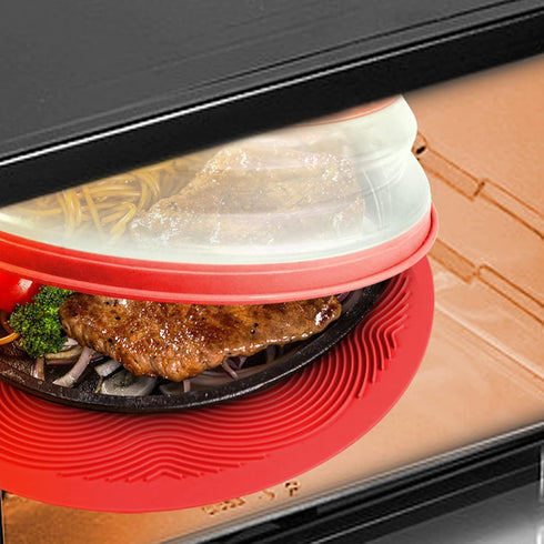 2 in 1 Aidacom Microwave Mat & Food Cover, Multi-use Silicone Trivet, Pot Holders, Drying, Baking, Red
