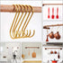 10 Pieces Multipurpose Brass S Shaped Hooks for Coat, Clothes, Kitchen Pot, and Pan Storage