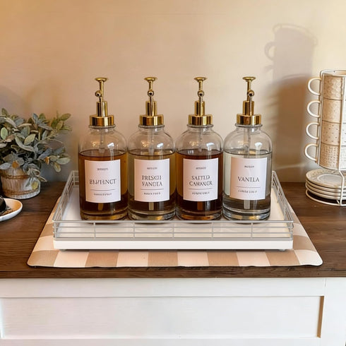 13" 8" Countertop Large Bathroom Vanity Tray x Oak Decorative Wooden Tray for Bathroom & Vanity Organizer, Wood Tray