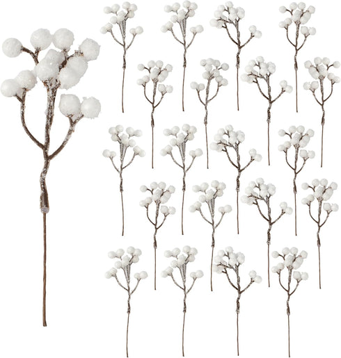 Crafare 36 Pack 7 Inch Artificial Berry Stems White Holly Berry Picks for Christmas Tree Decoration Wreath Crafts