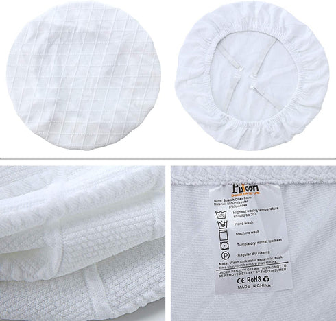 Stretch Chair Seat Covers 4 PCS, Removable Washable Anti-Dust Dining Room Cushion Slipcovers (White)