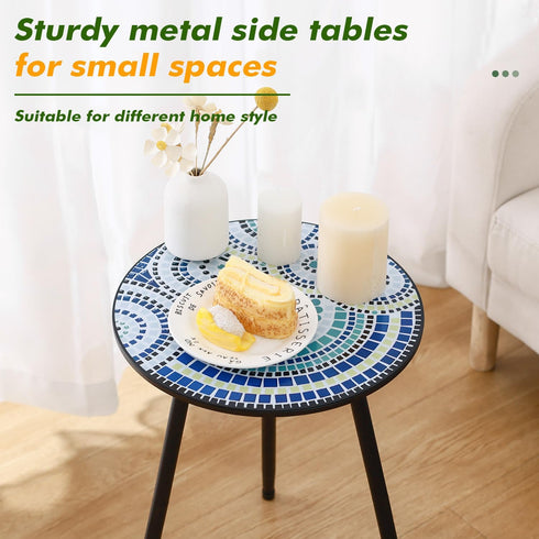 1 Pack Metal Outdoor Side Table Small Outside Round End Table for Patio Modern Accent Garden Corner Table for Small