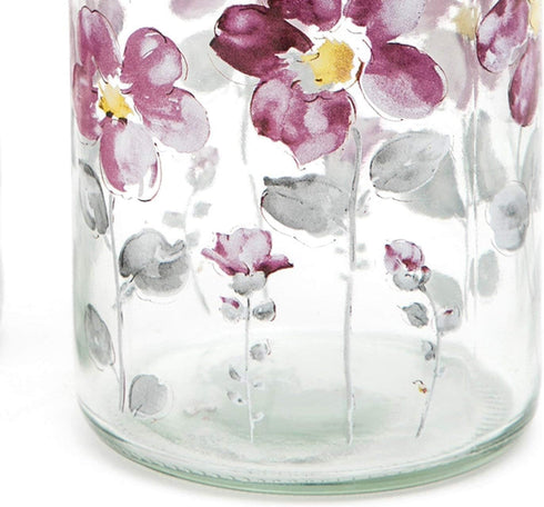 17oz Glass Soap Dispenser Bottle with Plastic Pump - Flower Design