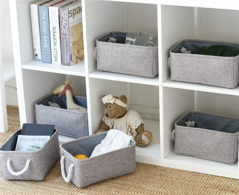 TheWarmHome Storage Bins for Shelves - 11.8x7.9x5.2 inch Grey Fabric Storage Baskets for Organizing