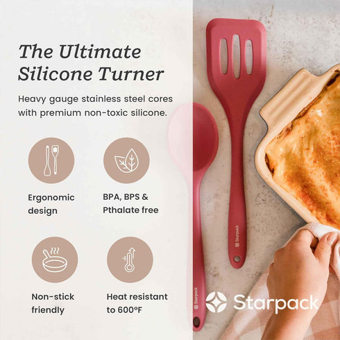 Starpack 'Head Turner' Premium Silicone Turner Spatula - High Heat Resistant, Slotted Non-Stick Rubber