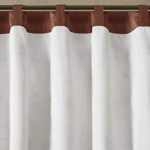 Madison Park Serene Embroidered Light Filtering Curtain Rod Pocket/Back Tab Single Panel Drape, 50x84, Spice
