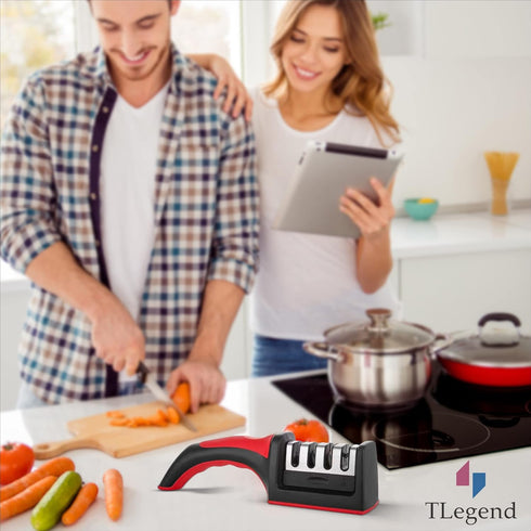 Knife Sharpeners for Kitchen Knives, 4 in 1 Stainless Steel Knife Sharpener, Ergonomic Easy to Use Kit