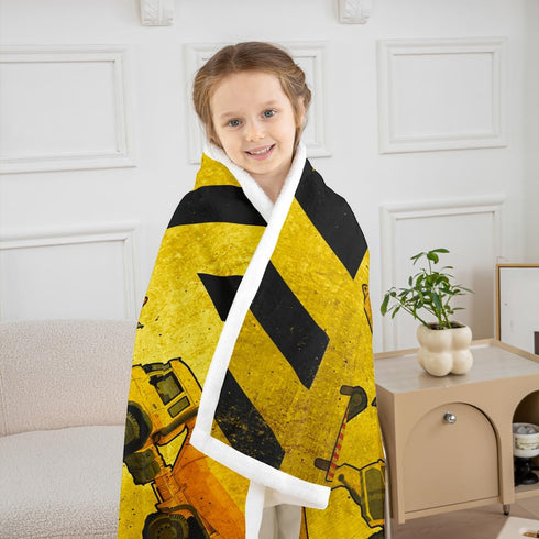 Erosebridal Excavators Flannel Blanket Equipment Trucks Sherpa Blanket Construction Tractor Throw Blanket, Yellow