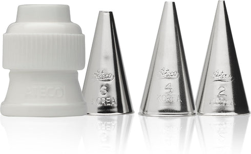 Ateco 380-4 Piece Writing Tube Set, Includes Stainless Steel Tips and Coupler