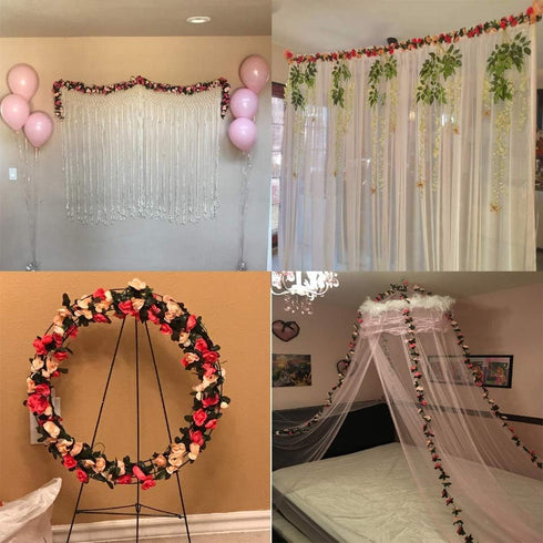 Miracliy 5Pcs 41FT Flower Garland Artificial Rose Arch Vines for Flower Wall Backdrop Wedding Decoration