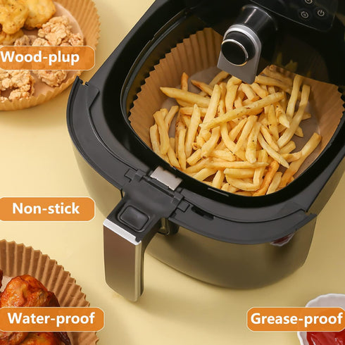 Air Fryer Liner Round, 100PCS Disposable Liners, 6.3 inch for 2 to 4.9Qt Air Fryer, Unbleached Non-stick Parchment Paper