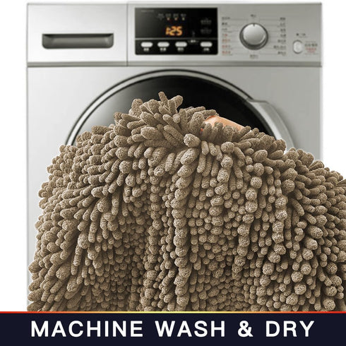 Walensee Non Slip Bathroom Rug (32x20 Inch, Taupe) - Water Absorbent, Soft Shaggy Chenille, Machine Washable Bath Mat