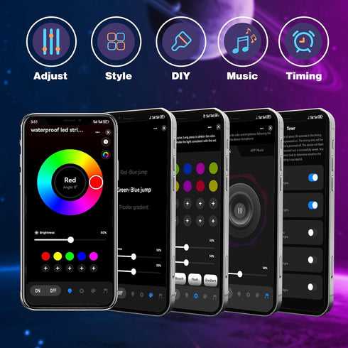 IP68, KSIPZE Outdoor led Strip Lights Waterproof RGB Outdoor led Lights with Button & Bluetooth App Control, Music