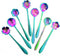 8 Pieces Rainbow Flower Spoon Set - LEEFONE Stainless Steel Reusable Tea Spoon, 8 Different Patterns