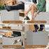 330 lbs 17x13x13in, BelugaHelper Folding Storage Ottoman. Foot Rest Stool with Thicker Foam Padded Seat. Leather