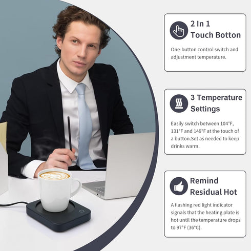 Anbanglin Coffee Mug Warmer, Smart Cup Warmer for Desk, Electric Warmer for Heating Candle, Milk, Tea, Dark Blue-No Cup