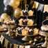 Augshy 120 Pcs Graduation Cupcake Liners, Black and Gold Tulip Aluminum Foil Baking Cups for Grad Wedding Birthday