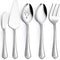 E-far 5-Piece Serving Utensils, Stainless Steel Scalloped Edge Hostess Set for Buffet Party, Dishwasher Safe