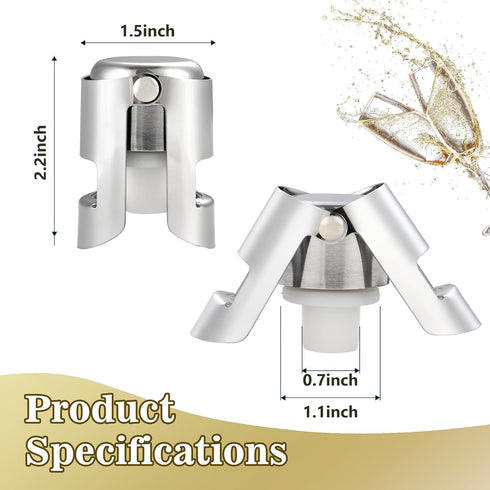I-MART Pack of 6 Stainless Steel Champagne Stoppers - Prosecco & Sparkling Wine Bottle Stopper